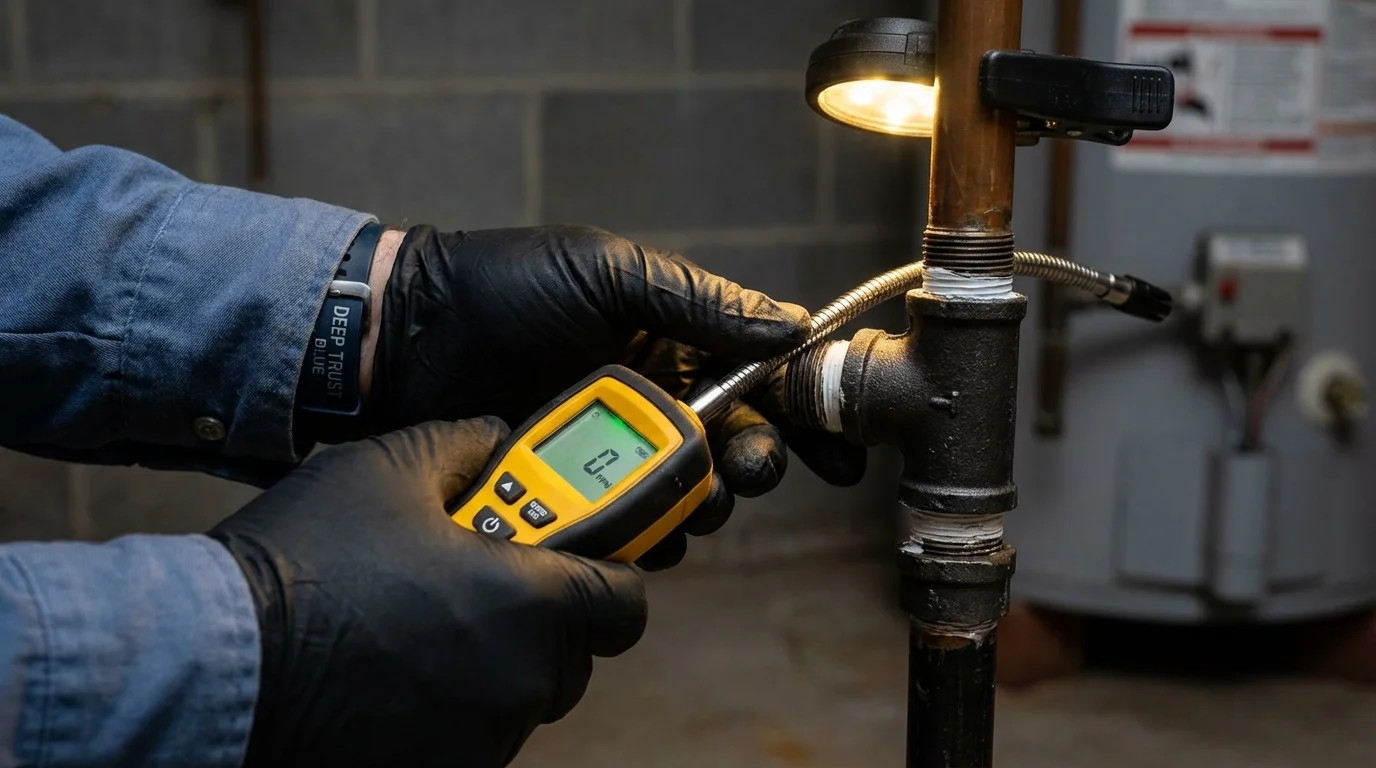 Gas leak detection with electronic sniffer by Johns Plumbing LLC in Paradis