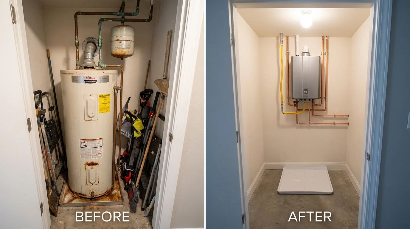 Tank water heater versus wall-mounted tankless unit comparison for Paradis, LA homeowners